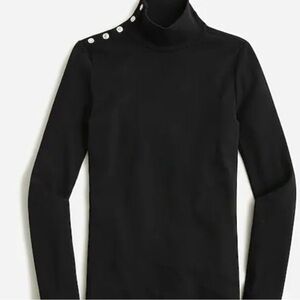 J. Crew Perfect-fit turtleneck with jewel buttons. Black. Medium. Worn once